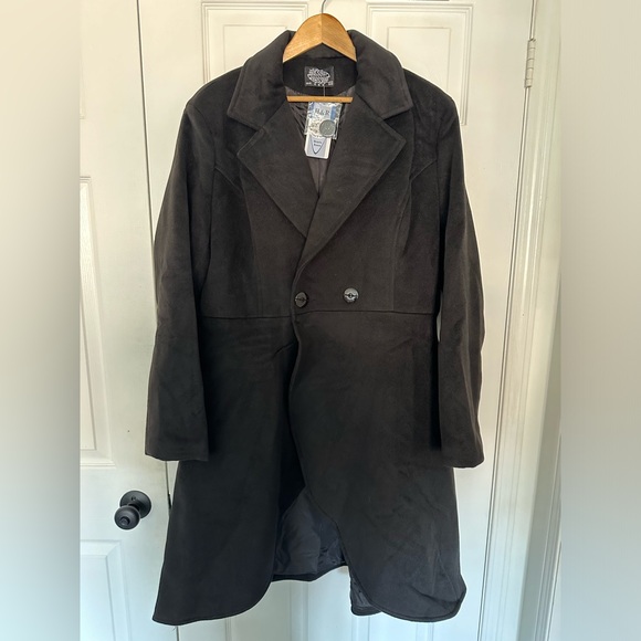 HEARTS & ROSES LONDON Black Double-Breasted Pocket Coat - Picture 1 of 5